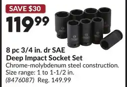 Princess Auto 8 pc 3/4 in. dr SAE Deep Impact Socket Set offer
