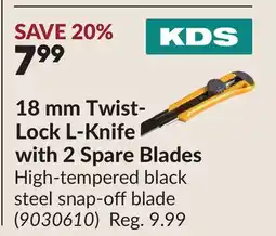 Princess Auto 18 mm Twist- Lock L-Knife with 2 Spare Blades offer