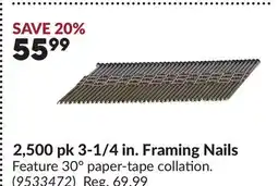 Princess Auto 2,500 pk 3-1/4 in. Framing Nails offer
