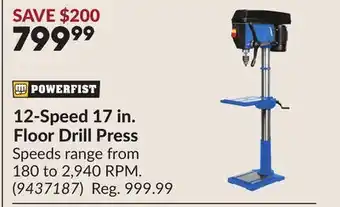 Princess Auto 12-Speed 17 in. Floor Drill Press offer