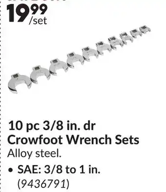 Princess Auto 10 pc 3/8 in. dr Crowfoot Wrench Sets offer