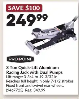 Princess Auto 3 Ton Quick-LiftAluminum Racing Jack with Dual Pumps offer