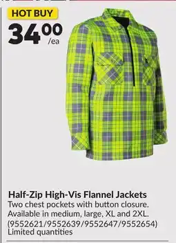 Princess Auto Half-Zip High-Vis Flannel Jackets offer