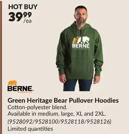 Princess Auto Green Heritage Bear Pullover Hoodies offer