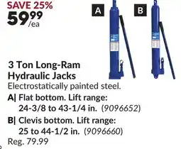 Princess Auto 3 Ton Long-Ram Hydraulic Jacks offer