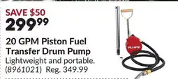 Princess Auto 20 GPM Piston Fuel Transfer Drum Pump offer
