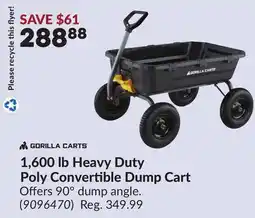 Princess Auto 1,600 lb Heavy Duty Poly Convertible Dump Cart offer