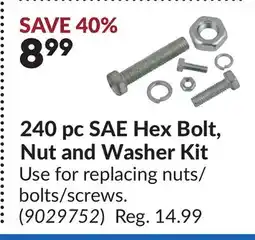 Princess Auto 240 pc SAE Hex Bolt, Nut and Washer Kit offer