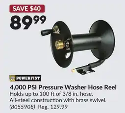 Princess Auto 4,000 PSI Pressure Washer Hose Reel offer
