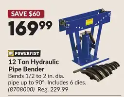 Princess Auto 12 Ton Hydraulic Pipe Bender offer