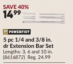 Princess Auto 5 pc 1/4 and 3/8 in. dr Extension Bar Set offer
