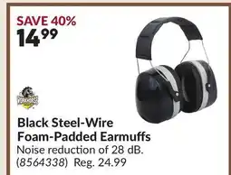 Princess Auto Black Steel-Wire Foam-Padded Earmuffs offer