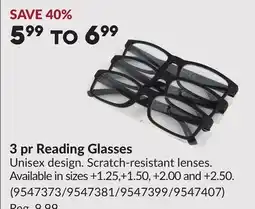 Princess Auto 3 pr Reading Glasses offer