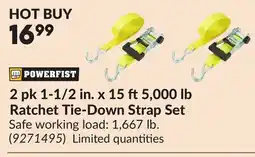 Princess Auto 2 pk 1-1/2 in. x 15 ft5,000 lb Ratchet Tie-Down Strap Set offer