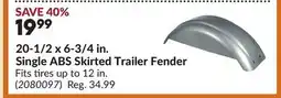 Princess Auto 20-1/2 x 6-3/4 in. Single ABS Skirted Trailer Fender offer