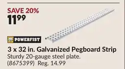 Princess Auto 3 x 32 in. Galvanized Pegboard Strip offer