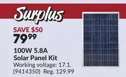 Princess Auto 100W 5.8A Solar Panel Kit offer