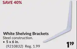 Princess Auto White Shelving Brackets offer