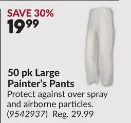 Princess Auto 50 pk Large Painter's Pants offer