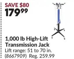 Princess Auto 1,000 lb High-Li Transmission Jack offer