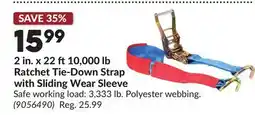 Princess Auto 2 in. x 22 ft10,000 lb Ratchet Tie-Down Strap with Sliding Wear Sleeve offer
