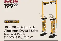 Princess Auto 18 to 30 in. Adjustable Aluminum Drywall Stilts offer