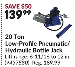 Princess Auto 20 Ton Low-Profile Pneumatic/ Hydraulic Bottle Jack offer