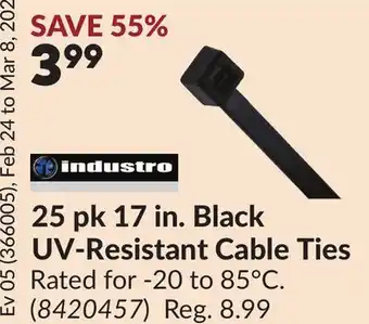 Princess Auto 25 pk 17 in. Black UV-Resistant Cable Ties offer
