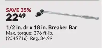 Princess Auto 1/2 in. dr x 18 in. Breaker Bar offer