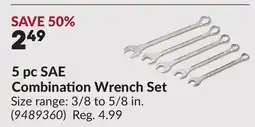 Princess Auto 5 pc SAE Combination Wrench Set offer