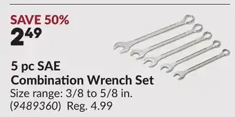 Princess Auto 5 pc SAE Combination Wrench Set offer