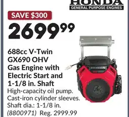 Princess Auto 688cc V-Twin GX690 OHV Gas Engine with Electric Start and 1-1/8 in. Shaft offer