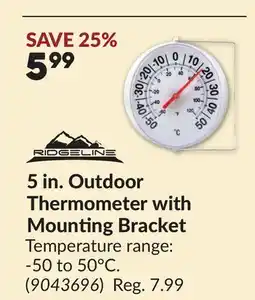 Princess Auto 5 in. Outdoor Thermometer with Mounting Bracket offer