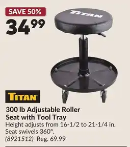 Princess Auto 300 lb Adjustable Roller Seat with Tool Tray offer
