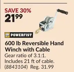 Princess Auto 600 lb Reversible Hand Winch with Cable offer