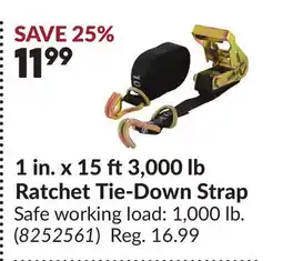 Princess Auto 1 in. x 15 ft3,000 lb Ratchet Tie-Down Strap offer