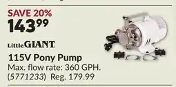 Princess Auto LITTLE GIANT 115V Pony Pump offer