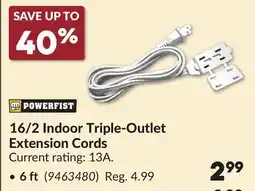 Princess Auto POWERFIST 16/2 Indoor Triple-Outlet Extension Cords offer