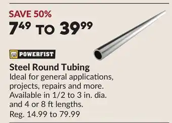 Princess Auto Steel Round Tubing offer