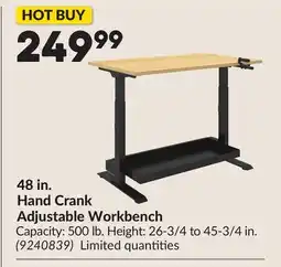 Princess Auto 48 in. Hand Crank Adjustable Workbench offer