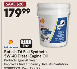Princess Auto Rotella T6 Full Synthetic 5W-40 Diesel Engine Oil offer