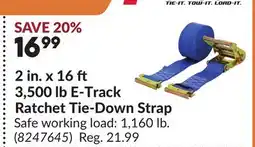 Princess Auto 2 in. x 16 3,500 lb E-Track Ratchet Tie-Down Strap offer