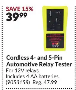 Princess Auto Cordless 4- and 5-Pin Automotive Relay Tester offer