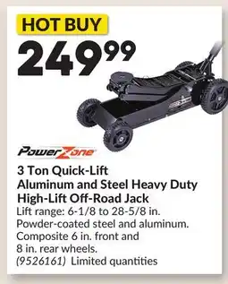 Princess Auto 3 Ton Quick-Li Aluminum and Steel Heavy Duty High-LiftOff-Road Jack offer