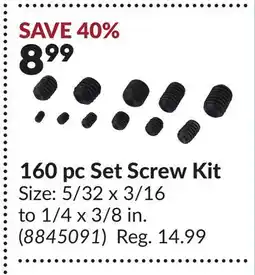 Princess Auto 160 pc Set Screw Kit offer
