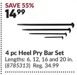 Princess Auto 4 pc Heel Pry Bar Set offer