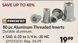 Princess Auto 80 pc Aluminum Threaded Inserts SAE: 6-32 to 1/4 in.-20 NC offer