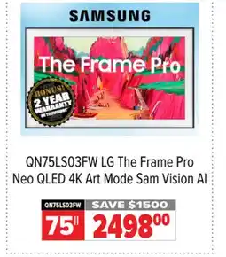 2001 Audio Video QN75LS03FW LG The Frame Pro Neo QLED 4K Art Mode Sam Vision AI offer