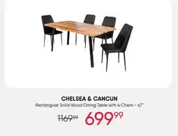 Meubles RD Chelsea & Cancun - Rectangular Solid Wood Dining Table with 4 Chairs - 67 offer