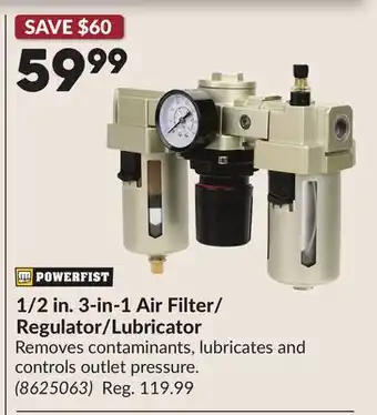 Princess Auto 1/2 in. 3-in-1 Air Filter/ Regulator/Lubricator offer